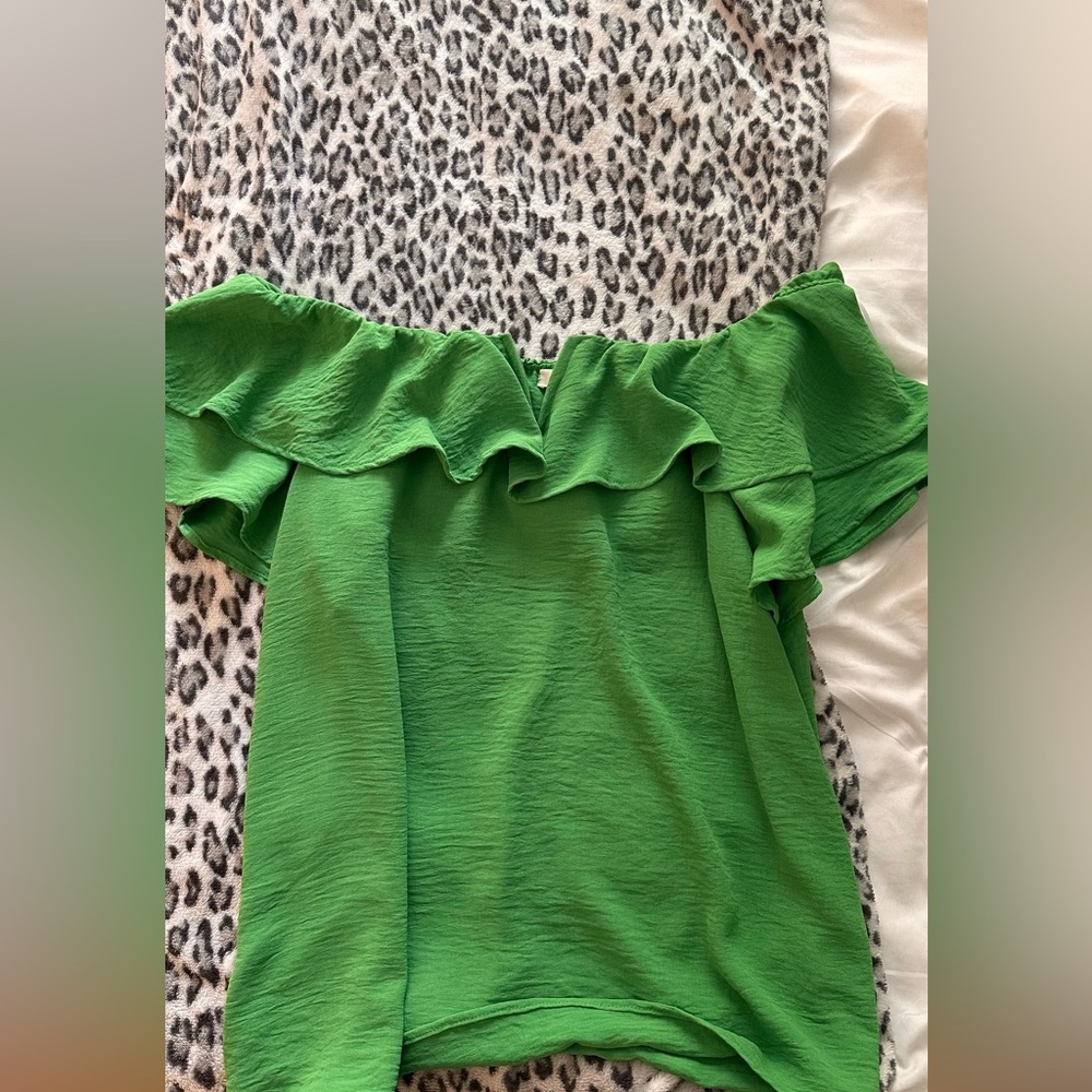 Apricot Lane Green Ruffle Blouse